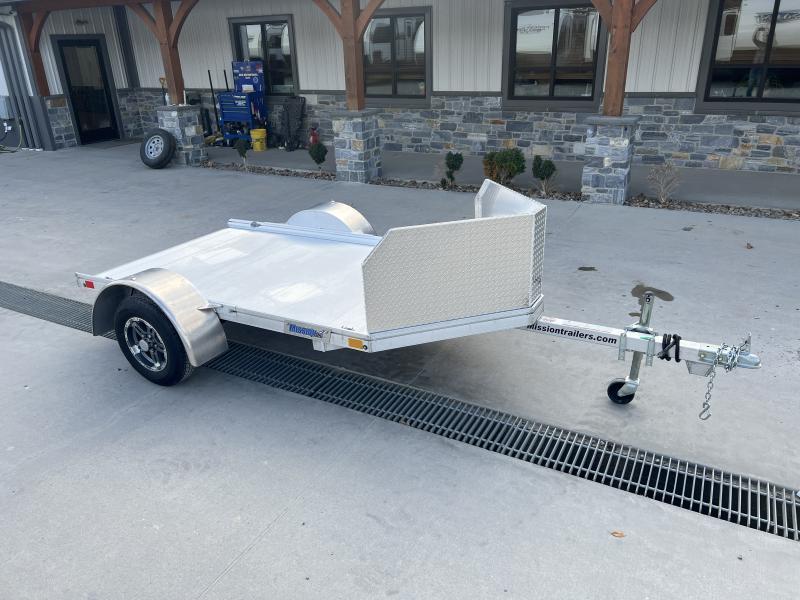 NEW Mission 5x8 All Aluminum Motorcycle Trailer 2200# GVW * DEXTER TORSION AXLES * REMOVABLE ROCKGUARD * ALUMINUM FRAME * EXTRUDED ALUMINUM FLOOR * HD PULL OUT RAMP