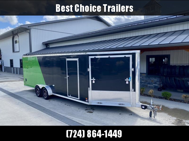 USED 2017 Bravo Trailers 7x22' Aluminum Enclosed All-Sport Trailer 7000# GVW * BLACK + GREEN * 6'6" INTERIOR HEIGHT * FRONT RAMP DOOR * RV SIDE DOOR * ALUMINUM WHEELS * D-RINGS * 3/4" FLOORING * LED LIGHTS USED 2017 Bravo Trailers 7x22' Aluminum Enclosed All-Sport Trailer 7000# GVW * BLACK + GREEN * 6'6" INTERIOR HEIGHT * FRONT RAMP DOOR * RV SIDE DOOR * ALUMINUM WHEELS * D-RINGS * 3/4" FLOORING * LED LIGHTS