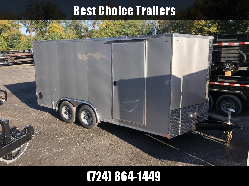 2022 ITI Cargo 8.5x16 Enclosed Car Hauler Trailer 9900# GVW * SILVER EXTERIOR * RAMP DOOR * .030 SEMI-SCREWLESS * RV DOOR * 1 PC ROOF * 3/8" WALLS * 3/4" FLOOR * PLYWOOD * TRIPLE TUBE TONGUE * 6'6" INTERIOR * 24" STONEGUARD * HIGH GLOSS PAINTED FRAME 2022 ITI Cargo 8.5x16 Enclosed Car Hauler Trailer 9900# GVW * SILVER EXTERIOR * RAMP DOOR * .030 SEMI-SCREWLESS * RV DOOR * 1 PC ROOF * 3/8" WALLS * 3/4" FLOOR * PLYWOOD * TRIPLE TUBE TONGUE * 6'6" INTERIOR * 24" STONEGUARD * HIGH GLOSS PAINTED FRAME
