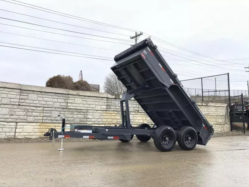 2026 Lamar 77x10' 9990# GVW Low Profile Dump Trailer * SCISSOR HOIST * DROP JACK * DELUXE TARP KIT * ADJUSTABLE COUPLER * CHARCOAL * SPARE MT * RIGID RAILS * HARD TO FIND WIDTH!!