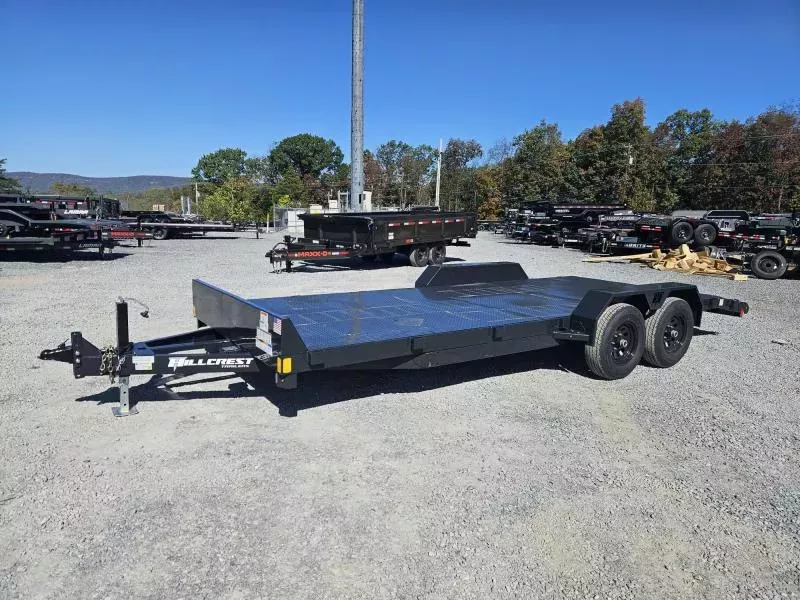 2026 Hillcrest Trailers 7x20' Steel Deck Car Hauler Trailer 9990# GVW * WINCH PLATE * STEEL FLOOR * 5" CHANNEL TONGUE & FRAME * CHARCOAL * ADJUSTABLE COUPLER * SET BACK JACK * TRIPLE TUBE TONGUE * 4 D-RINGS * 3" CHANNEL CROSSMEMBERS * REMOVABLE FENDERS