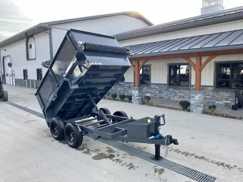2026 Lamar 5x10' High Side Dump Trailer 7000# GVW * 3.5' HIGH SIDES * DELUXE TARP KIT * SPARE TIRE MOUNT * UNDERMOUNT RAMPS * CHARCOAL * ADJUSTABLE COUPLER * RIGID RAILS * 110V CHARGER * DOUBLE CHANNEL FRAME * 10GA FLOOR
