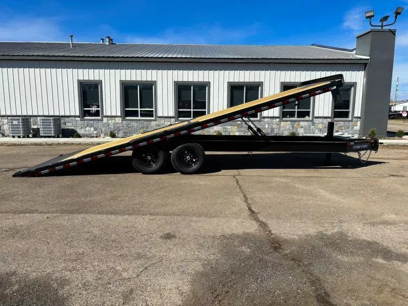 2026 Sure-Trac 102x24' Power Tilt Deckover 15000# GVW * HYDRAULIC JACK * WINCH PLATE * 10" I-BEAM MAINFRAME * 6" TUBE SIDE RAIL * RUBRAIL/STAKE POCKETS/PIPE SPOOLS/8 D-RINGS * LOW LOAD ANGLE