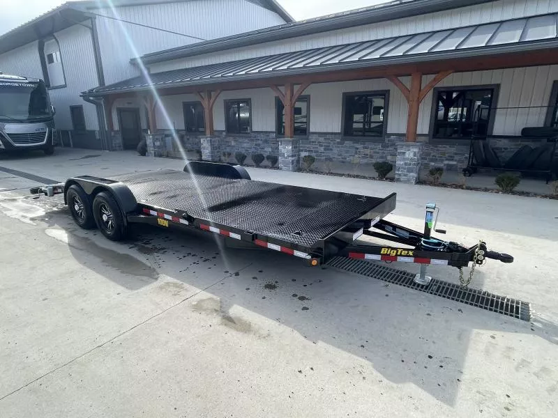 2026 Big Tex Trailers 10DM 7x18' Steel Deck Car Hauler Trailer 9990# GVW * STEEL DECK * ALUMINUM WHEELS * ADJUSTABLE COUPLER * DROP LEG JACK * 3" CHANNEL CROSSMEMBERS * 10GA FLOOR * REMOVABLE FENDERS