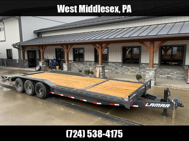 2025 Lamar 102x24' Gooseneck Equipment Trailer 21000# GVW * TRIPLE AXLE * DELUXE RAMPS * TOOLBOX * DUAL JACKS * 102" DECK * DRIVE OVER FENDERS * CHARCOAL * D-RINGS * 8IN FRAME UPGRADE  1750183926