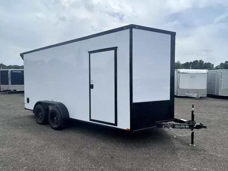 2026 Quality 7x16' Tandem Axle Enclosed Cargo Trailer 7000# GVW * ELECTRIC GREEN * BLACKOUT PKG * REAR SPOLIER * .080 POLYCOR SEMI-SCREWLESS * 7' HEIGHT * PLYWOOD WALLS & FLOORS * TUBE WALL & CEILING STUDS * 16" O.C. WALL & FLOORS