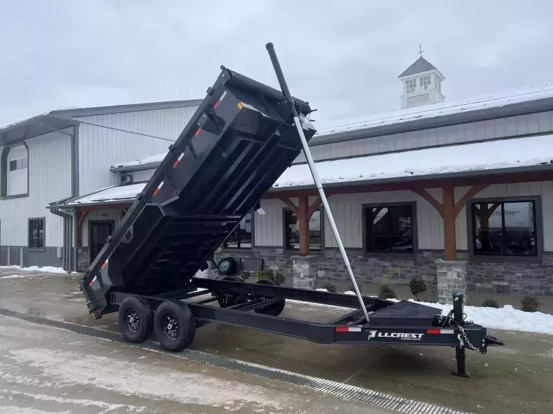 2026 Hillcrest Trailers 7x16' Dump Trailer 14000 GVW * 12-TON TELESCOPIC HOIST * OVERSIZE TOOLBOX * I-BEAM FRAME * 7GA FLOOR * DELUXE TARP KIT * HD TOP RAIL * HD ADJUSTABLE COUPLER * REAR STAB JACKS * 12" O.C. C/M