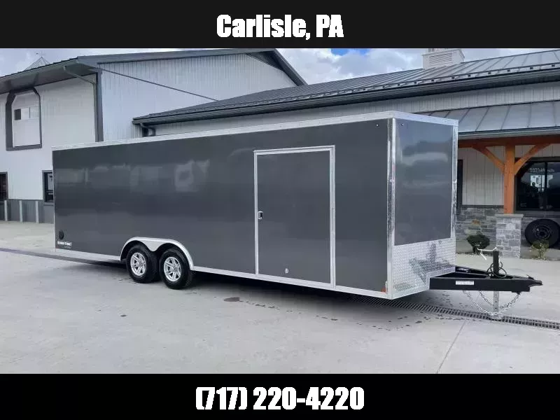 2026 Sure-Trac 8.5x24' Pro Series Enclosed Car Hauler Trailer 9900# GVW * CHARCOAL EXTERIOR * V-NOSE * 5200# AXLES * .030 SCREWLESS EXTERIOR * ALUMINUM WHEELS * 1 PC ROOF * 6" FRAME * 16" O.C. C/M * TUBE STUDS * 48" RV DOOR * 7K DROP JACK 1763754517