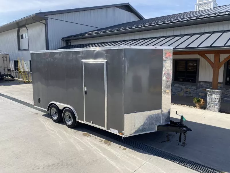 2026 Xtreme Cargo 8.5x16 Enclosed Car Hauler Trailer 9990# GVW * 7' HEIGHT UTV PKG * 5200# AXLES * CHARCOAL EXTERIOR * .080 POLYCOR SEMI-SCREWLESS * RV DOOR * PLYWOOD WALLS AND FLOOR * TUBE STUDS * D-RINGS * 6" TUBE FRAME