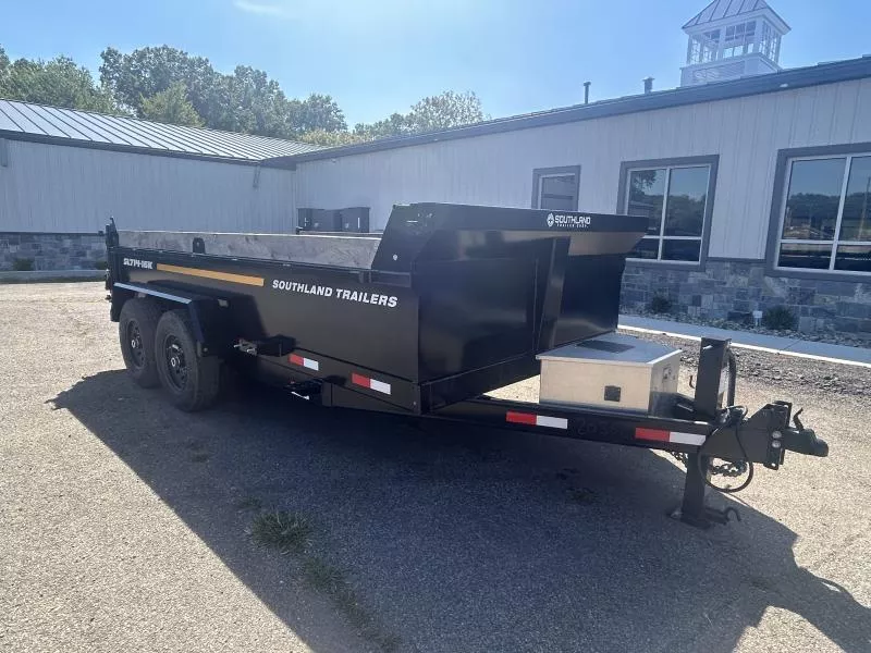 2025 Southland Trailers 7x14 Dump Trailer 16000 GVW *STAKE POCKETS * ADJUSTABLE COUPLER * ALUMINUM TOOLBOX * TARP * STABILIZER JACKS * 