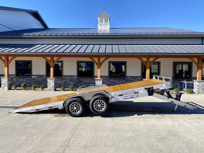 2026 Sure Trac 7x22' Aluminum Power Tilt Car Hauler Trailer 9990# GVW * POWER TILT * ALUMINUM TOOLBOX * 8" CHANNEL FRAME * REMOVABLE FENDERS * ALUMINUM WHEELS * DROP JACK