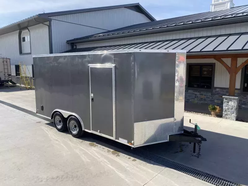 2026 Xtreme Cargo 8.5x16 Enclosed Car Hauler Trailer 9990# GVW * 7' HEIGHT UTV PKG * 5200# AXLES * CHARCOAL EXTERIOR * .080 POLYCOR SEMI-SCREWLESS * RV DOOR * PLYWOOD WALLS AND FLOOR * TUBE STUDS * D-RINGS * 6" TUBE FRAME