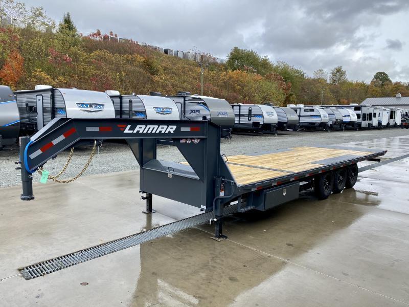 2025 Lamar 102x26' Gooseneck Deckover Power Tilt Trailer 21000# GVW * TRIPLE 7000# AXLES * SCISSOR HOIST UPGRADE * SPARE TIRE * FRONT TOOLBOX * CHARCOAL POWDERCOAT * 10" I-BEAM FRAME+NECK * 6" CHANNEL BED RUNNER * WINCH PLATE * DUAL JACKS MJXAcyrc6wgy