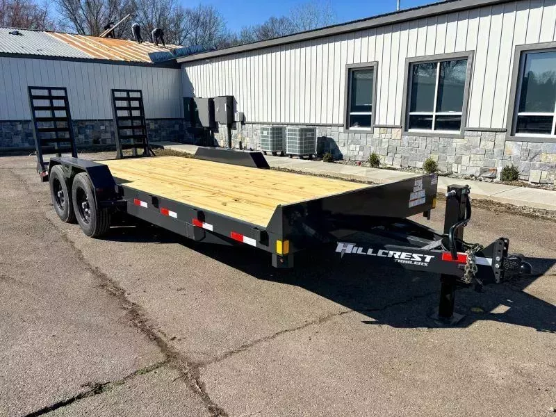 2026 Hillcrest Trailers 7x20 Equipment Trailer 16000 GVW * 8000# AXLES * 14-PLY RUBBER * DELUXE RAMPS * D-RINGS/STAKE POCKETS * HD ADJUSTABLE COUPLER * CHARCOAL POWDER COAT