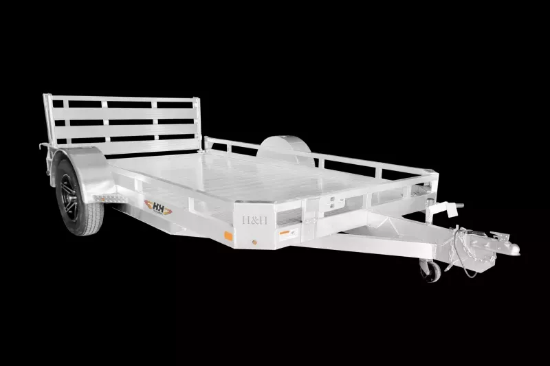 2026 H&H 76x14' Aluminum Utility Landscape Trailer 2990# GVW * EXTRUDED ALUMINUM FLOOR * BI FOLD GATE * ALUMINUM WHEELS * TRIPLE TUBE TONGUE * TORSION SUSPENSION * SWIVEL JACK * 4 D-RINGS * EXTENDED 54" GATE