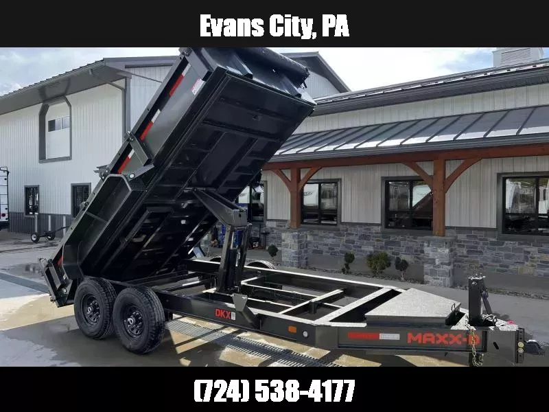 2026 MAXXD 7x14' DKX Dump Trailer 14000# GVW * 8" I-BEAM FRAME * 2PC 10GA WALLS & FLOOR * DELUXE TARP KIT * COMBINATION GATE * METALLIC GREY + PRIMER * HD TOP RAIL * UNDERMOUNT RAMPS * ADJUSTABLE CAST COUPLER * 12K JACK * OVERSIZE TOOLBOX 1752933267