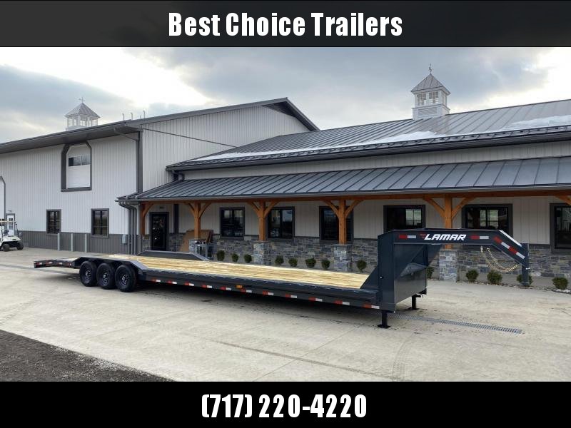 2021 Lamar 102x40' Gooseneck Car Hauler Trailer 21000# GVW * 102" DECK * DRIVE OVER FENDERS * OVERLENGTH 7' SLIDE IN RAMPS * 4' DOVETAIL * RUBRAIL * SWIVEL JACKS * UNDER FRAME BRIDGE * DUAL JACKS * FULL TOOLBOX * CHARCOAL W/ BLACK WHEELS 2021 Lamar 102x40' Gooseneck Car Hauler Trailer 21000# GVW * 102" DECK * DRIVE OVER FENDERS * OVERLENGTH 7' SLIDE IN RAMPS * 4' DOVETAIL * RUBRAIL * SWIVEL JACKS * UNDER FRAME BRIDGE * DUAL JACKS * FULL TOOLBOX * CHARCOAL W/ BLACK WHEELS