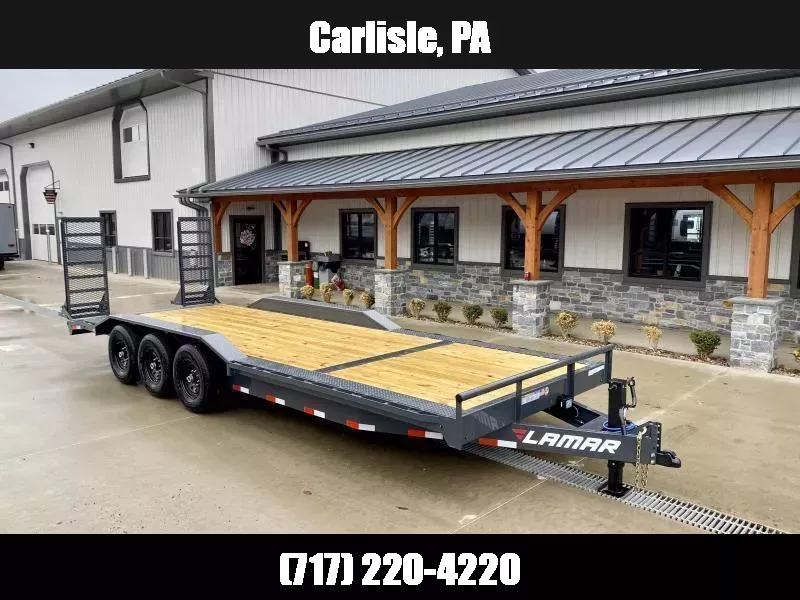 2025 Lamar 102x24' Equipment Trailer 21000# GVW * TRIPLE AXLE * STAND UP DELUXE RAMPS * 102" DECK * DRIVE OVER FENDERS * CHARCOAL * D-RINGS * 8IN FRAME UPGRADE  1750183936