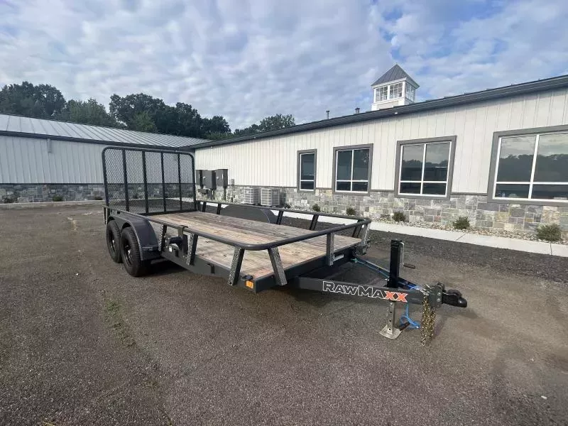 2026 RawMaxx 7x20' HD Tandem Axle Utility Landscape Trailer 9990# GVW * 5' GATE UPGRADE * CHANNEL TONGUE & FRAME * 16" O.C. 3" CHANNEL CROSSMEMBERS * DEXTER AXLES * ADJUSTABLE COUPLER * DROP LEG JACK * PIPE TOP RAIL * 4 D-RINGS * SLIPPER SPRINGS