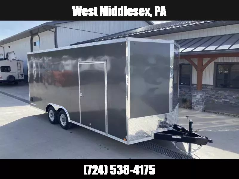 2026 Sure-Trac 8.5x20' Pro Series Enclosed Car Hauler Trailer 9900# GVW * 7' HEIGHT * CHARCOAL EXTERIOR * V-NOSE * 5200# AXLES * .030 SCREWLESS EXTERIOR * ALUMINUM WHEELS * 1 PC ROOF * 6" FRAME * 16" O.C. C/M * TUBE STUDS * 48" RV DOOR * 7K DROP JACK 1754584345