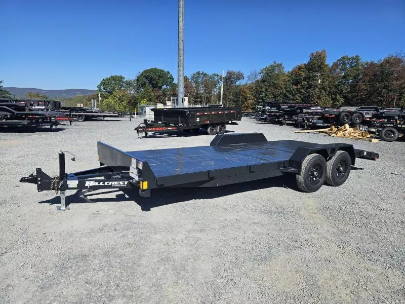 2026 Hillcrest Trailers 7x20' Steel Deck Car Hauler Trailer 9990# GVW * WINCH PLATE * STEEL FLOOR * 5" CHANNEL TONGUE & FRAME * CHARCOAL * ADJUSTABLE COUPLER * SET BACK JACK * TRIPLE TUBE TONGUE * 4 D-RINGS * 3" CHANNEL CROSSMEMBERS * REMOVABLE FENDERS