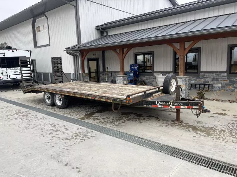 USED Quality Trailers 102X22 12,000 GVW Equipment Trailer * STAND UP RAMPS * ADJUSTABLE COUPLER * TOOLBOX * SPARE TIRE * STAKE POCKETS AND RUBRAILS * 