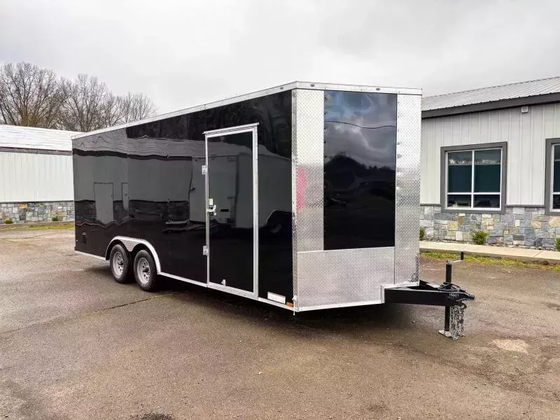 2026 Xtreme Cargo 8.5x18' Enclosed Car Hauler Trailer 7000# GVW * 7' HEIGHT UTV PKG * BLACK EXTERIOR * .080 POLYCOR SEMI-SCREWLESS * RV DOOR * PLYWOOD WALLS AND FLOOR * TUBE STUDS * D-RINGS * 6" TUBE FRAME