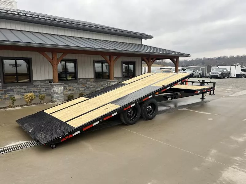 2026 MAXX-D 102x24' Gravity Tilt Deckover Trailer 16000 GVW * 20+4' SPLIT DECK * DEXTER 8000# AXLES * WINCH PLATE W/ ROLLER * 17.5" 18-PLY RUBBER * PIERCED I-BEAM BEDFRAME * HYDRAULIC STOP/CONTROL VALVE * FULL FRONT TOOLBOX * LOTS OF TIE DOWNS