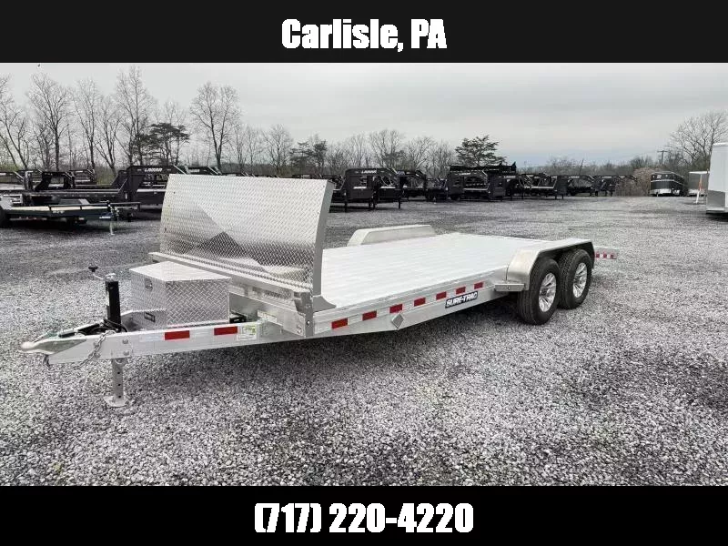 2025 Sure-Trac 7x18' All Aluminum Car Hauler 7000# GVW * TOOLBOX * STONEGUARD * EXTRUED ALUMINUM FLOOR * REAR SLIDE OUT RAMPS * REMOVABLE FENDERS * SEALED WIRING HARNESS * STAKE POCKETS/RUBRAIL * 4' EXTRUDED DOVETAIL * ALUMINUM WHEELS * SPARE TIRE MOUNT