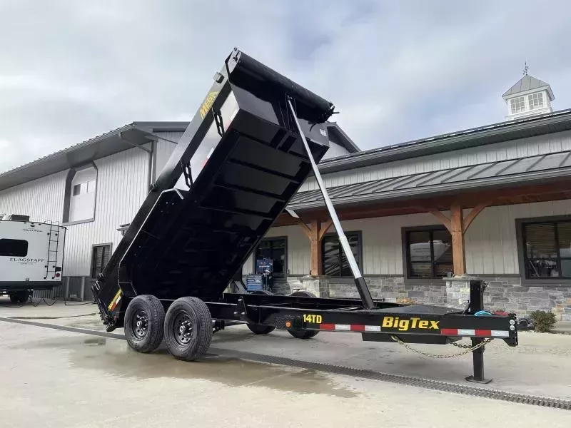 2026 Big Tex Trailers 14TD 7x14' HD Low Profile Telescopic Dump Trailer 15400# GVW * HYDRAULIC JACK * 14-PLY TIRES * SWINGARM TARP * SOLAR CHARGER * 7GA FLOOR * MEGA RAIL * 5-STAGE 12-TON TELESCOPIC HOIST * 8" I-BEAM FRAME * COMBO GATE * REAR STAB JACKS
