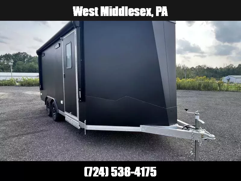 2026 NEO 8.5x16' NAUX Aluminum Enclosed Toy Hauler Trailer 7000# GVW * MATTE BLACK EXTERIOR * AWNING * A/C W HEAT * INSULATED * BLACKOUT TRIM * BASE/OVERHEAD CABINETS * DRT REAR SPOILER * CABLELESS REAR RAMP * ALUMINUM WHEELS * L-TRACK TIE DOWN SYSTEM 1757949034