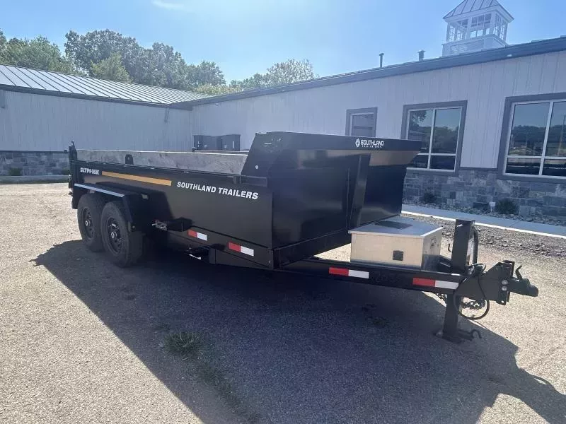 2025 Southland Trailers 7x14 Dump Trailer 16000 GVW *STAKE POCKETS * ADJUSTABLE COUPLER * ALUMINUM TOOLBOX * TARP * STABILIZER JACKS *