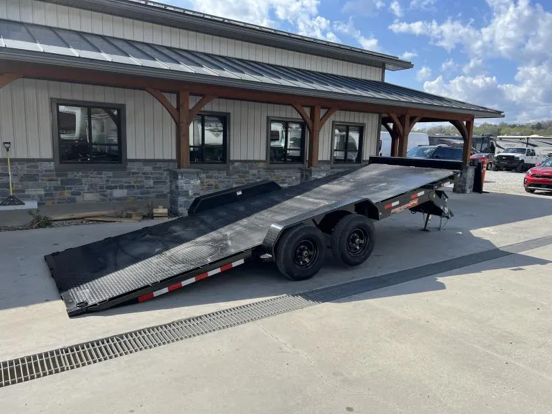 2026 H&H 7x20' Steel Deck Power Tilt Car Hauler Trailer 9990# GVW * POWER TILT * STEEL TREADPLATE FLOOR * D/S TOOLBOX * 6" FRAME * DROP JACK * INTEGRATED TAIL LIGHTS * CHANNEL C/M
