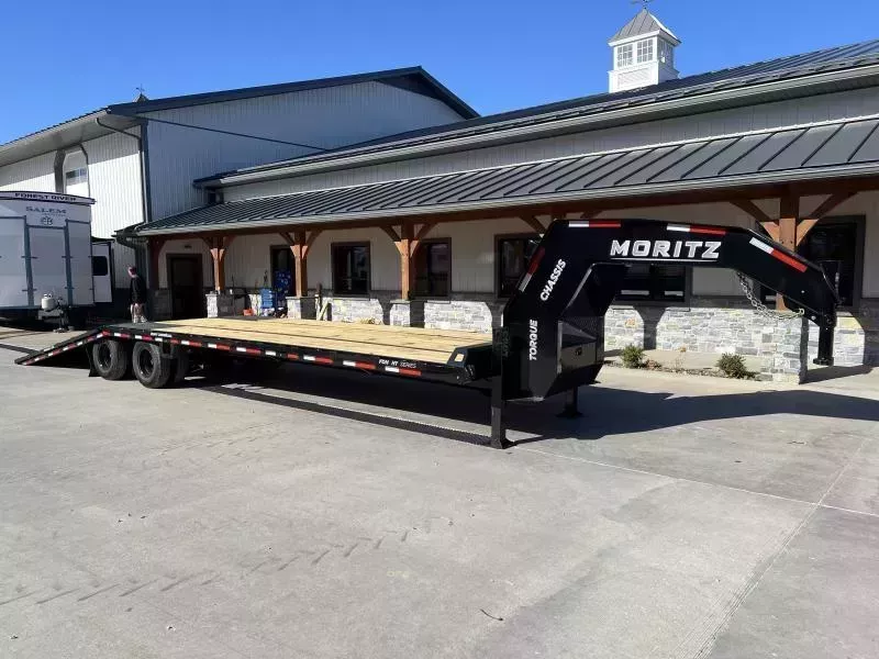2026 Moritz 102x32' Gooseneck Hydraulic Dovetail Trailer 22900# GVW * 12' DOVETAIL * DUAL HYDRAULIC JACKS * DEXTER AXLES * URETHANE PAINT * CAMBERED BEAMS * 14"/22# PIERCED I-BEAM FRAME * ENGINEERED NECK * OVERSIZE TOOLBOX * WINCH PLATE * WIRELESS REMOTE