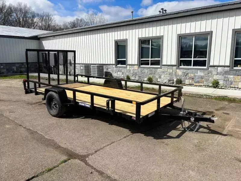 2026 Sure-Trac 7x14' Tube Top Utility Landscape Trailer 3500# GVW * BRAKE AXLE * 2" TUBE TOP RAIL * 2X2" TUBE GATE C/M + SPRING ASSIST + FOLD FLAT * TOOLESS GATE REMOVAL * SPARE MOUNT * PROTECTED WIRING * SET BACK JACK * STAKE POCKETS * BULLET LED 