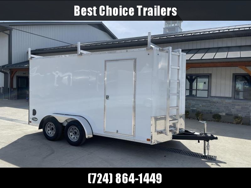 2021 ITI Cargo 7x14' Enclosed Cargo Trailer 7000# GVW * WHITE EXTERIOR * WALK ON ROOF * FRONT LADDER * 3 LADDER RACKS * .030 SEMI-SCREWLESS * 1 PC ROOF * 6'6" INTERIOR * 3/8" WALLS * 3/4" FLOOR * PLYWOOD * 24" STONEGUARD * HIGH GLOSS PAINTED FRAME * RV DO 2021 ITI Cargo 7x14' Enclosed Cargo Trailer 7000# GVW * WHITE EXTERIOR * WALK ON ROOF * FRONT LADDER * 3 LADDER RACKS * .030 SEMI-SCREWLESS * 1 PC ROOF * 6'6" INTERIOR * 3/8" WALLS * 3/4" FLOOR * PLYWOOD * 24" STONEGUARD * HIGH GLOSS PAINTED FRAME * RV DO