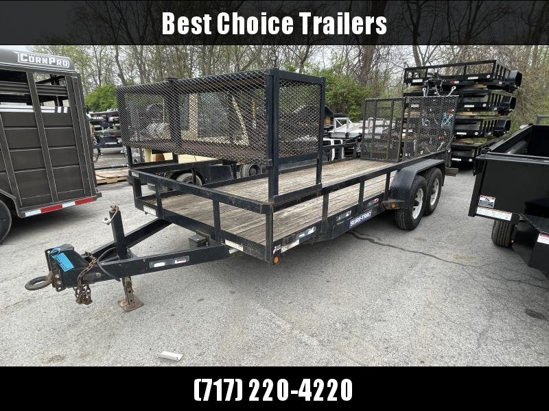 USED 2012 Sure-Trac 7x18' HD Utility Landscape Trailer 9990# GVW * HD SPLIT GATE * LANDSCAPE BASKET * 2X3" TUBE TOPRAIL * ADJUSTABLE COUPLER * DROP LEG JACK USED 2012 Sure-Trac 7x18' HD Utility Landscape Trailer 9990# GVW * HD SPLIT GATE * LANDSCAPE BASKET * 2X3" TUBE TOPRAIL * ADJUSTABLE COUPLER * DROP LEG JACK