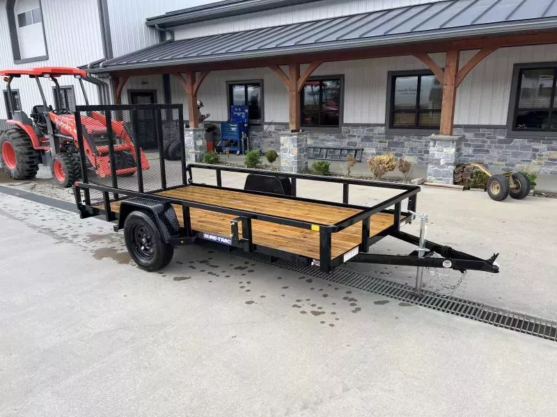 2026 Sure-Trac 6x12' Tube Top Utility Landscape Trailer 2990# GVW * 2" TUBE TOP RAIL * 2X2" TUBE GATE C/M + SPRING ASSIST + FOLD FLAT * TOOLESS GATE REMOVAL * SPARE MOUNT * PROTECTED WIRING * TRIPLE TUBE TONGUE * STAKE POCKETS * BULLET LED