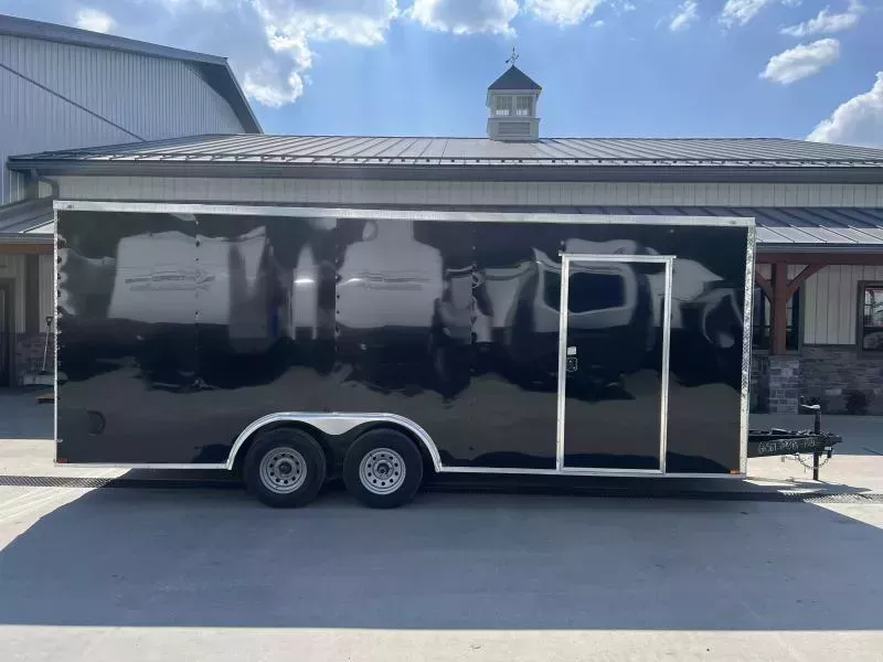 2025 Quality 8.5x20' Enclosed Car Hauler Trailer 9990# GVW * BLACKOUT PKG * 7' HEIGHT * 60" TRIPLE TUBE TONGUE * SILVER EXTERIOR * 5200# AXLES * PLYWOOD WALLS & FLOORS * TUBE WALL & CEILING STUDS * LED LIGHTS * 16" O.C. WALL AND FLOORS * RV DOOR * V-NOSE FkpDYewrkcum