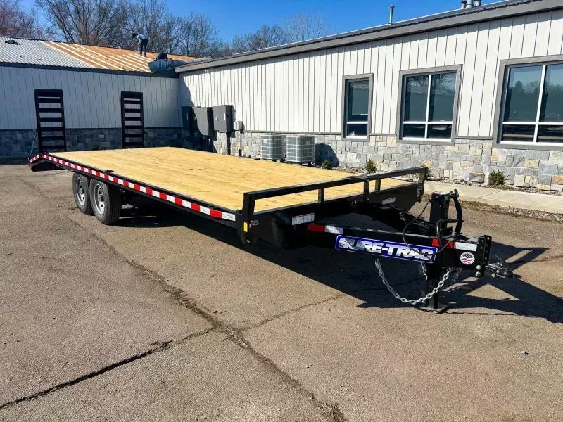 2026 Sure-Trac 102x24 Beavertail Deckover Trailer 15000# GVW * HD 4" CHANNEL STAND UP RAMPS + SPRING ASSIST * 10" I-BEAM MAINFRAME * CHANNEL SIDE RAIL * RUBRAIL/STAKE POCKETS/D-RINGS * ADJUSTABLE COUPLER * 12K DROP LEG JACK * LED'S