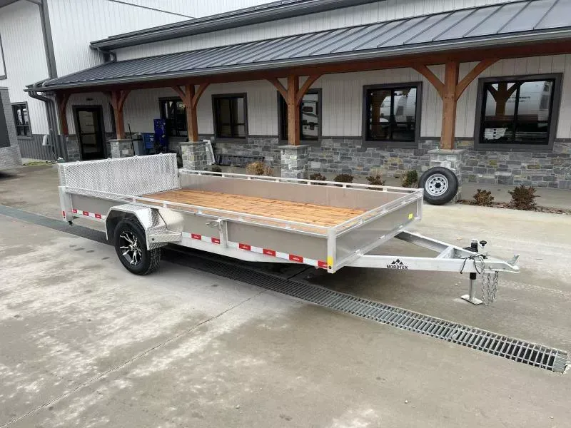 2026 Nordtek 77x14' Aluminum HD Utility Trailer 2990# GVW * BI FOLD GATE * ALUMINUM WHEELS * 4" CHANNEL TONGUE * 16" O.C. CROSSMEMBERS