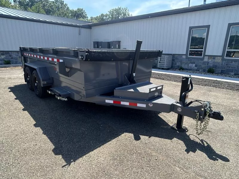 2025 Midsota 7x14 HD Low Profile Dump Trailer 15400# GVW * URETHANE/POLYMER PAINT * TELESCOPIC HOIST * 7 GAUGE FLOOR * PALLET FORK HOLDER * LOW 25" DECK HEIGHT * 