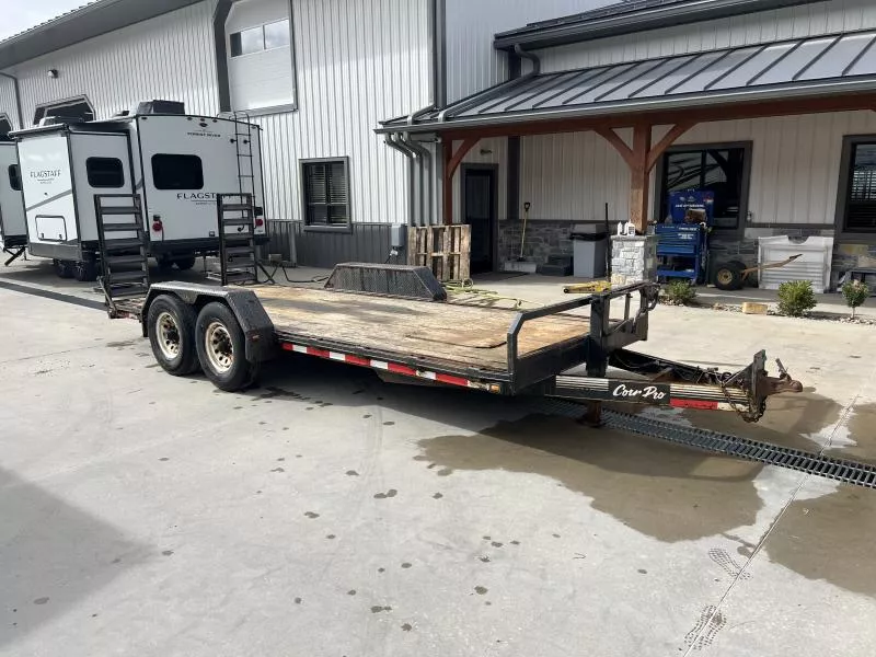USED CornPro 7X18' 12,000 GVW  Equipment Trailer * STAND UP RAMPS * STAKE POCKETS AND RUBRAILS * D-RINGS * 