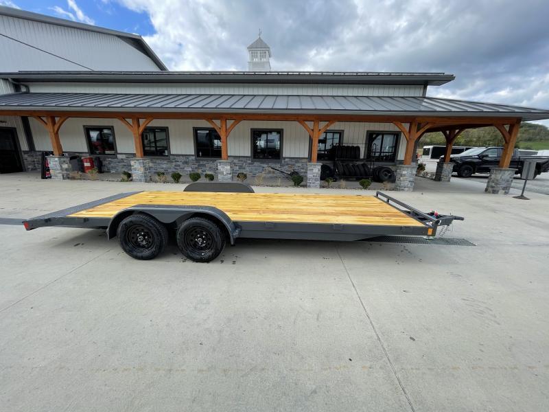 2025 Lamar 7x20 7000# Wood Deck Car Hauler Trailer * CHARCOAL * EXTRA STAKE POCKETS * 5" CHANNEL FRAME * COLD WEATHER HARNESS * REAR RAMPS QO1snIl9r1gj