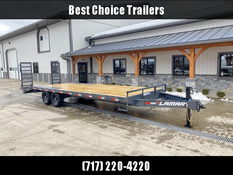 2021 Lamar 102x18' Beavertail Deckover Trailer 14000# GVW * DELUXE OVERWIDTH RAMPS W/ MESH FACE + SPRING ASSIST * CHARCOAL * TOOL TRAY * HD COUPLER * I-BEAM FRAME * 16" O.C. C/M * RUBRAIL/STAKE POCKETS/PIPE SPOOLS * CHANNEL SIDE RAIL * 4X8" TUBE BUMPER 2021 Lamar 102x18' Beavertail Deckover Trailer 14000# GVW * DELUXE OVERWIDTH RAMPS W/ MESH FACE + SPRING ASSIST * CHARCOAL * TOOL TRAY * HD COUPLER * I-BEAM FRAME * 16" O.C. C/M * RUBRAIL/STAKE POCKETS/PIPE SPOOLS * CHANNEL SIDE RAIL * 4X8" TUBE BUMPER