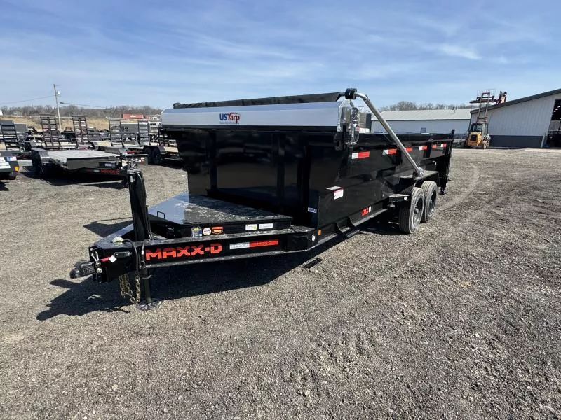 2026 MAXXD 7x16' DJX Dump Trailer 16000# GVW * DEXTER 8000# AXLES * 3' HIGH SIDES * OVERSIZE 6X20 SCISSOR * 8"/15# I-BEAM FRAME * 12" O.C. C/M * 17.5" TIRES * WIRELESS REMOTE * COMBO GATE * DELUXE TARP * REAR JACKS