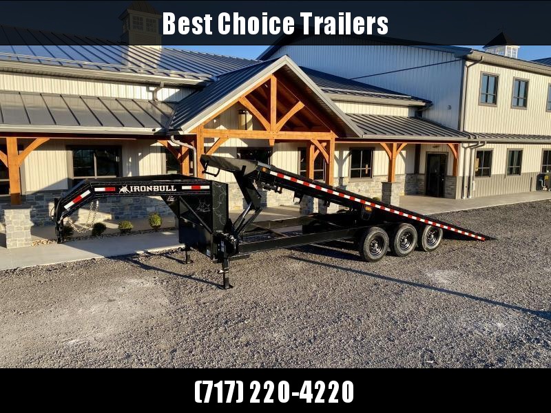 2021 Ironbull 102x30' Gooseneck Deckover Power Tilt Trailer 14000# GVW * HYDRAULIC JACK * SCISSOR HOIST W/ DOUBLE DUAL PUMP * DEXTER AXLES * I-BEAM FRAME * RUBRAIL/STAKE POCKETS/PIPE SPOOLS/D-RINGS/BANJO EYES * 4X4X1/4" TUBE BED RUNNERS 2021 Ironbull 102x30' Gooseneck Deckover Power Tilt Trailer 14000# GVW * HYDRAULIC JACK * SCISSOR HOIST W/ DOUBLE DUAL PUMP * DEXTER AXLES * I-BEAM FRAME * RUBRAIL/STAKE POCKETS/PIPE SPOOLS/D-RINGS/BANJO EYES * 4X4X1/4" TUBE BED RUNNERS