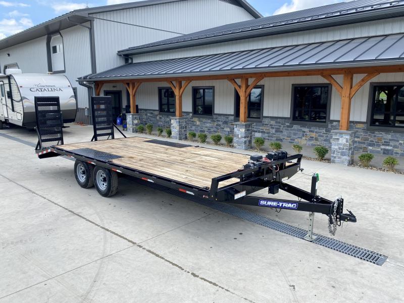 USED 2021 Sure-Trac 102x20 Beavertail Deckover Trailer 9900# GVW * STAND UP DELUXE RAMPS + SPRING ASSIST * TUBE SIDE RAIL + CROSSMEMBERS * RUBRAIL/STAKE POCKETS/D-RINGS * SPARE MOUNT * ADJUSTABLE COUPLER * DROP LEG JACK * WINCH USED 2021 Sure-Trac 102x20 Beavertail Deckover Trailer 9900# GVW * STAND UP DELUXE RAMPS + SPRING ASSIST * TUBE SIDE RAIL + CROSSMEMBERS * RUBRAIL/STAKE POCKETS/D-RINGS * SPARE MOUNT * ADJUSTABLE COUPLER * DROP LEG JACK * WINCH