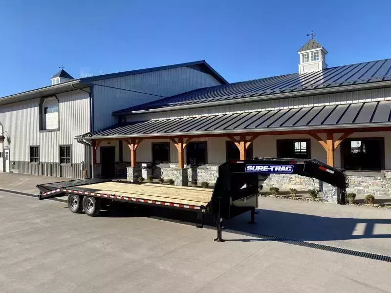 2026 Sure-Trac 102x25' Gooseneck Beavertail Deckover Trailer 15000# GVW * FULL WIDTH RAMPS (STAND UP OR FLIPOVER) * DUAL 12K JACKS * FULL TOOLBOX * 12" I-BEAM MAINFRAME * PIERCED FRAME * RUBRAIL/STAKE POCKETS/PIPE SPOOLS/10 D-RINGS * CROSS TRAC BRACING