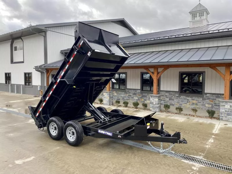 2025 Sure-Trac 7x12' Dump Trailer 12000# GVW * DELUXE TARP KIT * SCISSOR HOIST * FRONT/REAR BULKHEAD * INTEGRATED KEYWAY * 2' SIDES * UNDERBODY TOOL TRAY * ADJUSTABLE COUPLER * 110V CHARGER * UNDERMOUNT RAMPS * COMBO GATE * 7K DROP LEG JACK